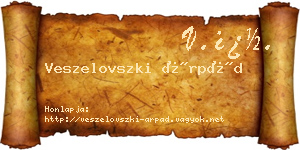 Veszelovszki Árpád névjegykártya